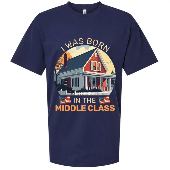 I Was Born In The Middle Class Trump 2024 American Flag Sueded Cloud Jersey T-Shirt