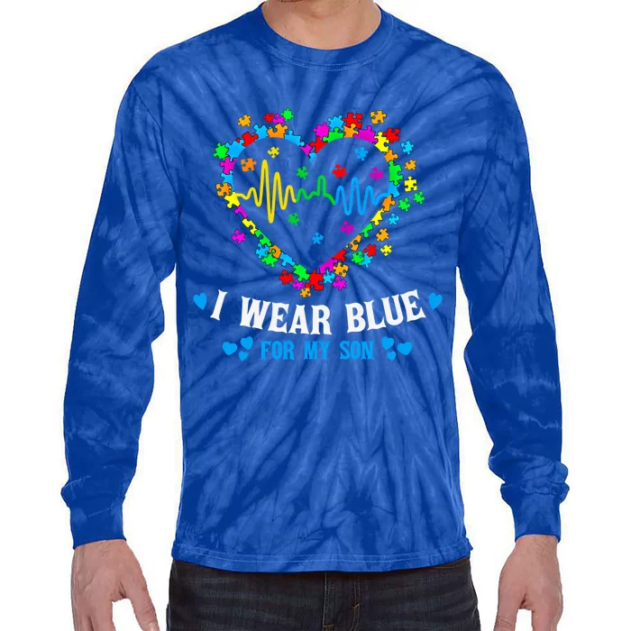 I Wear Blue For My Son Autism Awareness Gift Tie-Dye Long Sleeve Shirt