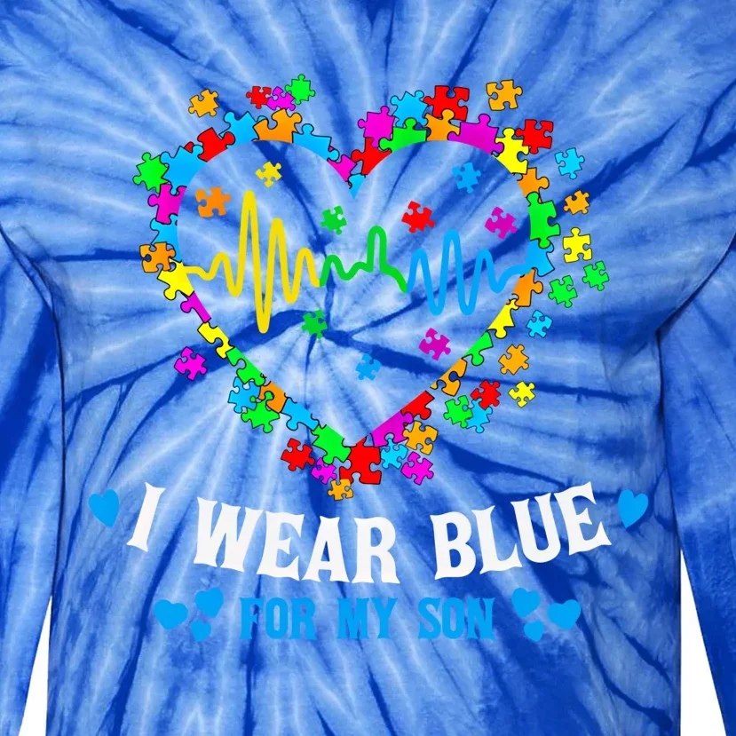 I Wear Blue For My Son Autism Awareness Gift Tie-Dye Long Sleeve Shirt