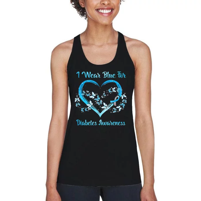 I Wear Blue For Diabetes Awareness MotherS Day Chritsmas Women's Racerback Tank