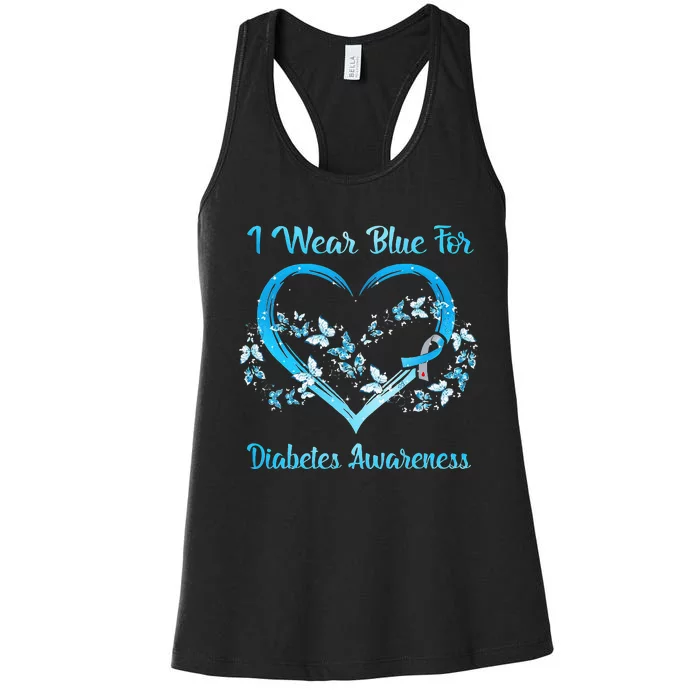 I Wear Blue For Diabetes Awareness MotherS Day Chritsmas Women's Racerback Tank