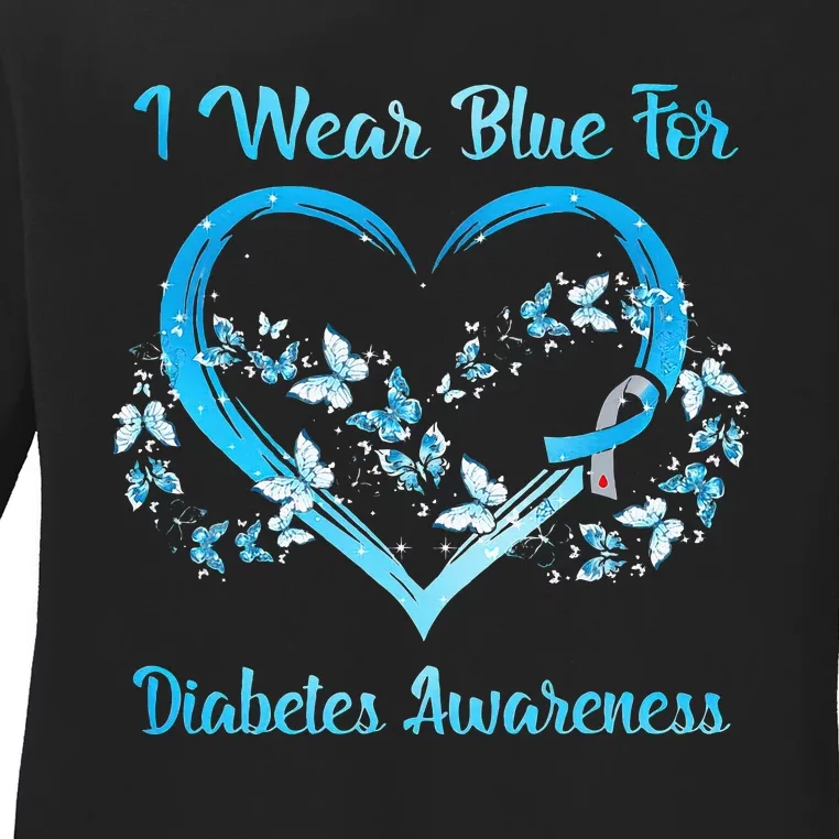 I Wear Blue For Diabetes Awareness MotherS Day Chritsmas Ladies Long Sleeve Shirt