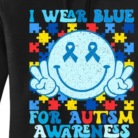 I Wear Blue For Autism Awareness Month Women's Pullover Hoodie