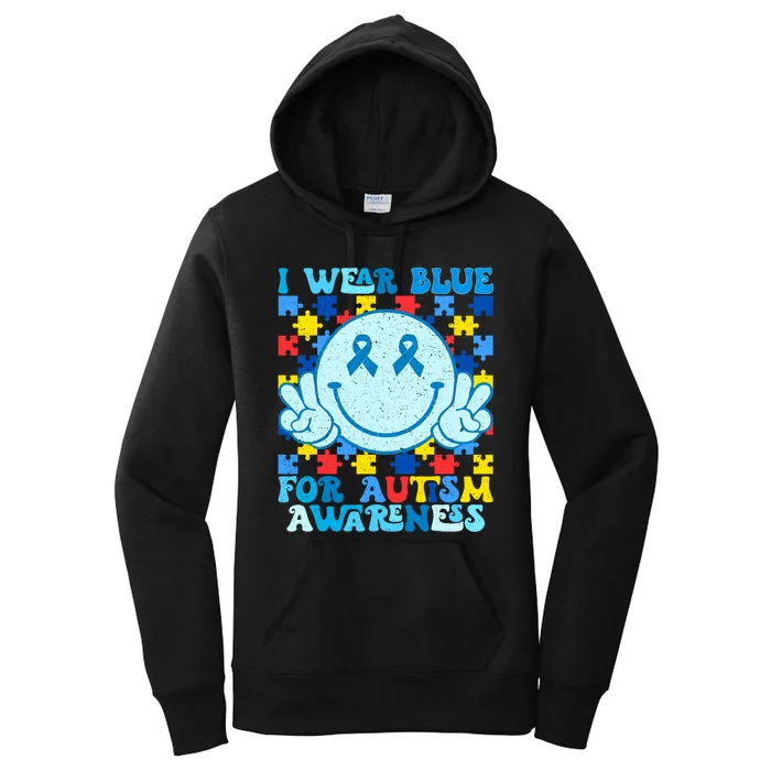 I Wear Blue For Autism Awareness Month Women's Pullover Hoodie