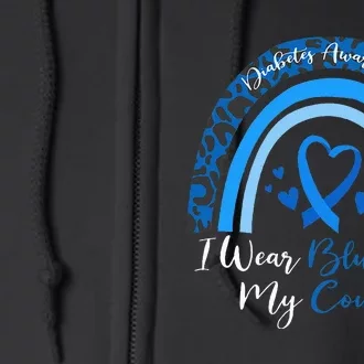 I Wear Blue For My Cousin Rainbow Leopard Diabetes Awareness Full Zip Hoodie