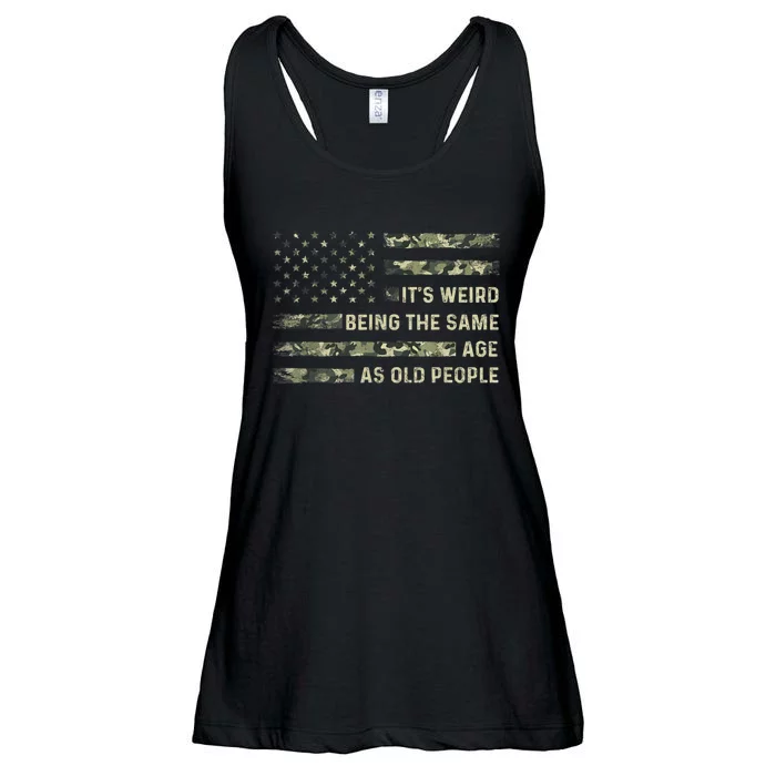 It's Weird Being The Same Age As Old People American Flag Ladies Essential Flowy Tank