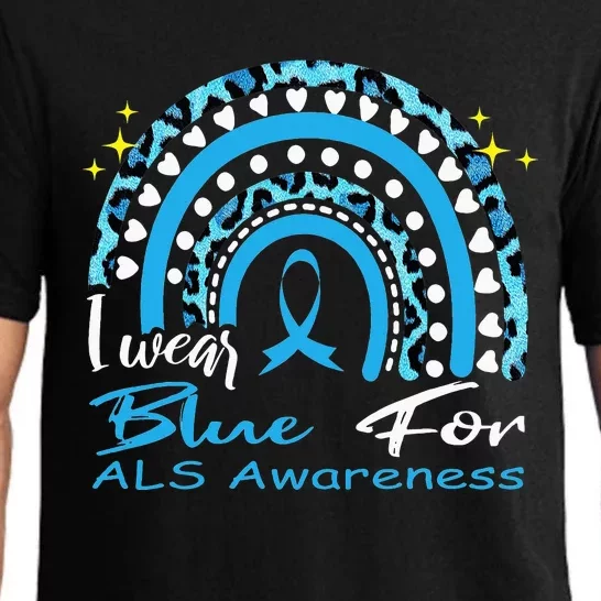 I wear blue for ALS awareness Rainbow, ALS Awareness Ribbon Pajama Set