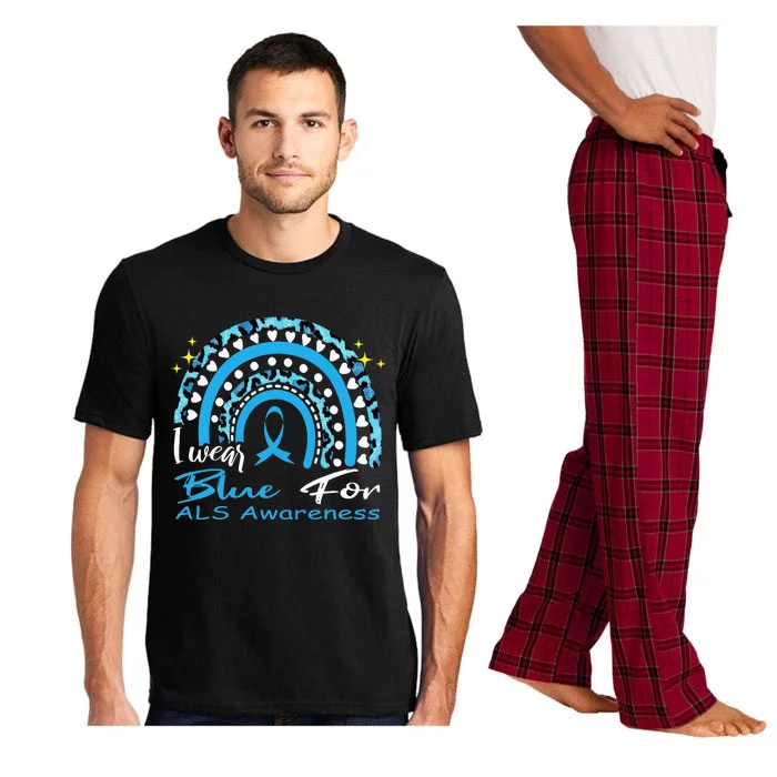 I wear blue for ALS awareness Rainbow, ALS Awareness Ribbon Pajama Set