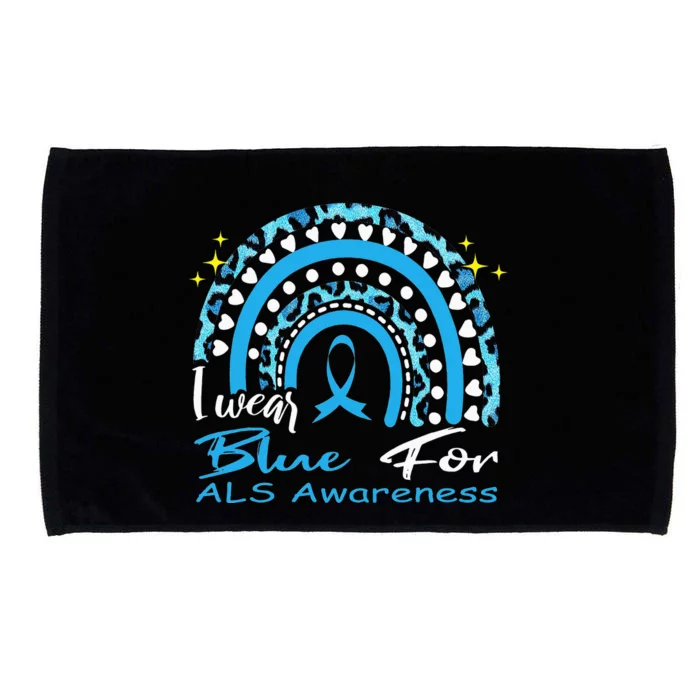 I wear blue for ALS awareness Rainbow, ALS Awareness Ribbon Microfiber Hand Towel