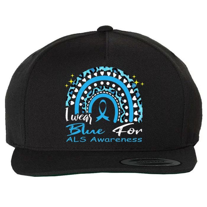 I wear blue for ALS awareness Rainbow, ALS Awareness Ribbon Wool Snapback Cap