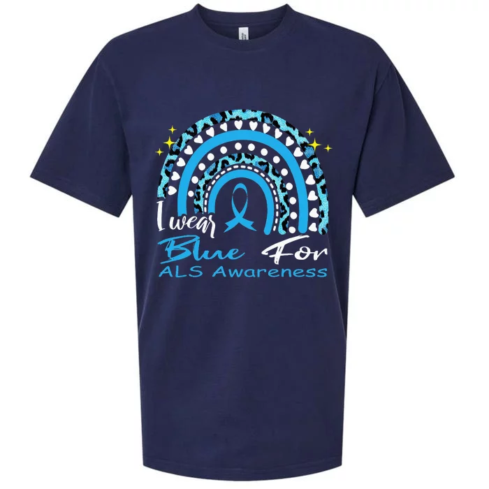 I wear blue for ALS awareness Rainbow, ALS Awareness Ribbon Sueded Cloud Jersey T-Shirt