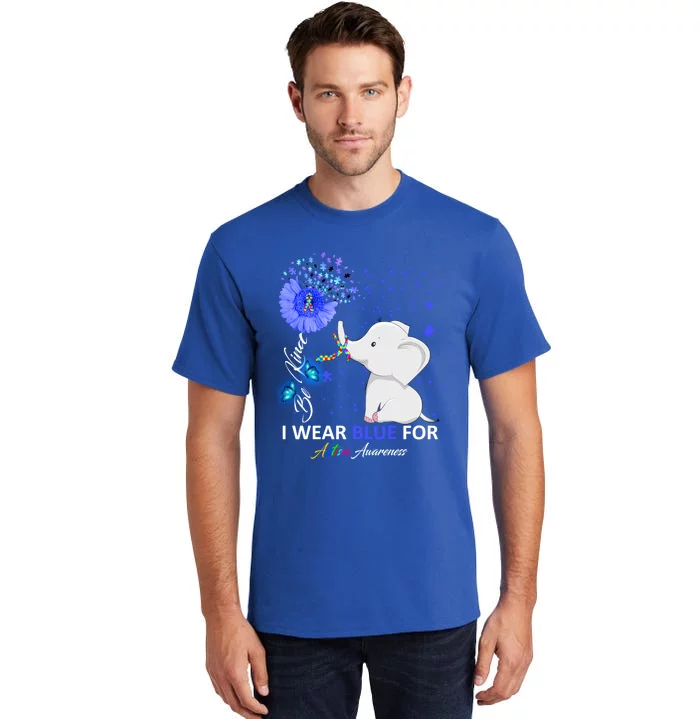 I Wear Blue Autism Awareness Gift Elephant Autism Awareness Gift Tall T-Shirt