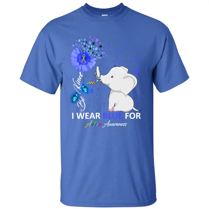 I Wear Blue Autism Awareness Gift Elephant Autism Awareness Gift Tall T-Shirt