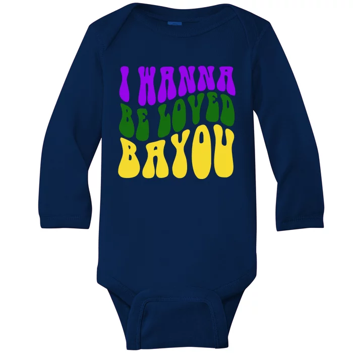 I Wanna Be Loved Bayou Mardi Gras Baby Long Sleeve Bodysuit