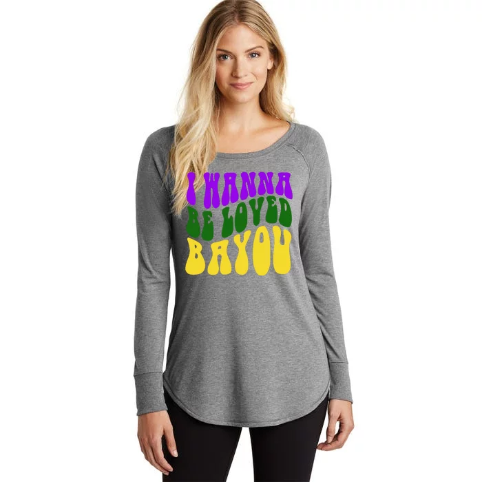 I Wanna Be Loved Bayou Mardi Gras Women's Perfect Tri Tunic Long Sleeve Shirt