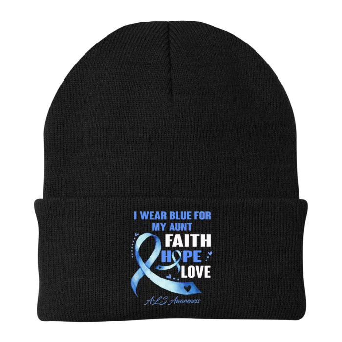 I Wear Blue For My Aunt Als Awareness Faith Hope Love Knit Cap Winter Beanie