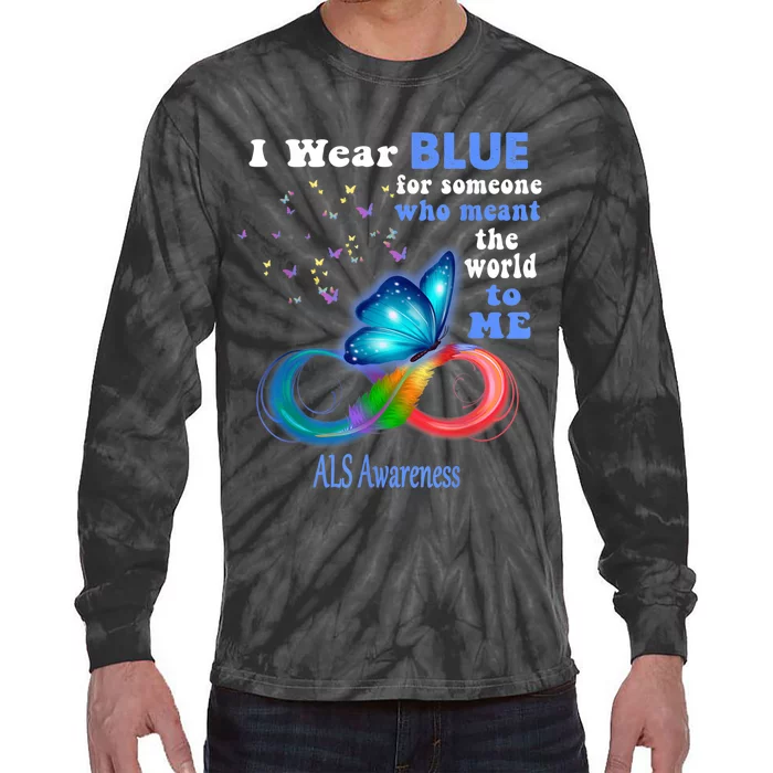 I Wear Blue ALS Awareness Tie-Dye Long Sleeve Shirt