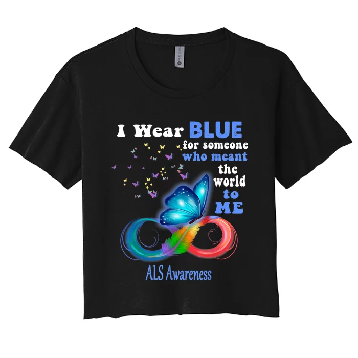 I Wear Blue ALS Awareness Women's Crop Top Tee