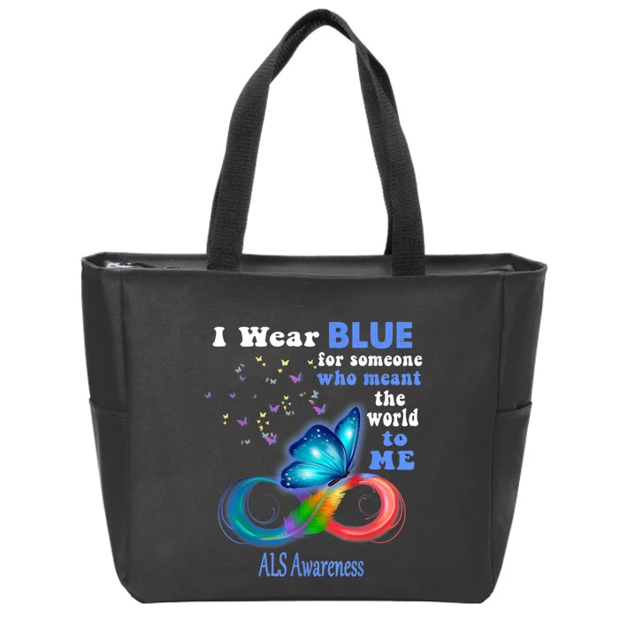 I Wear Blue ALS Awareness Zip Tote Bag