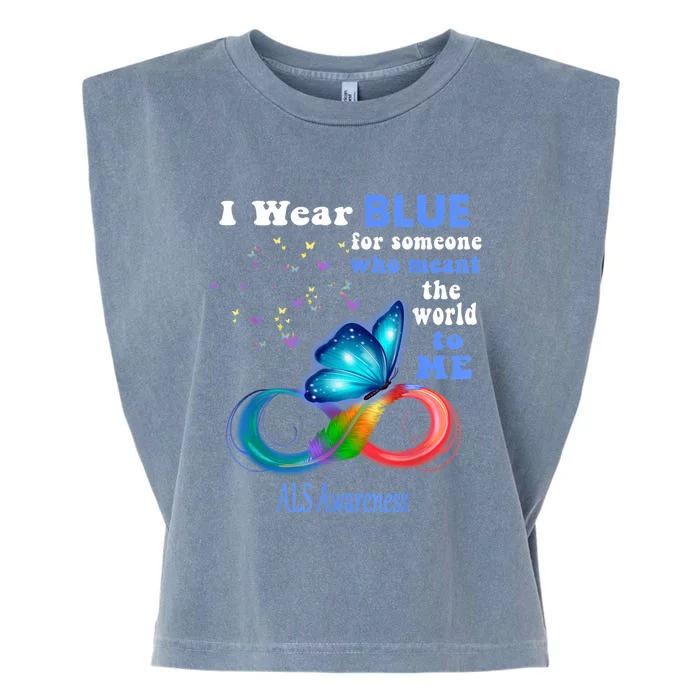 I Wear Blue ALS Awareness Garment-Dyed Women's Muscle Tee