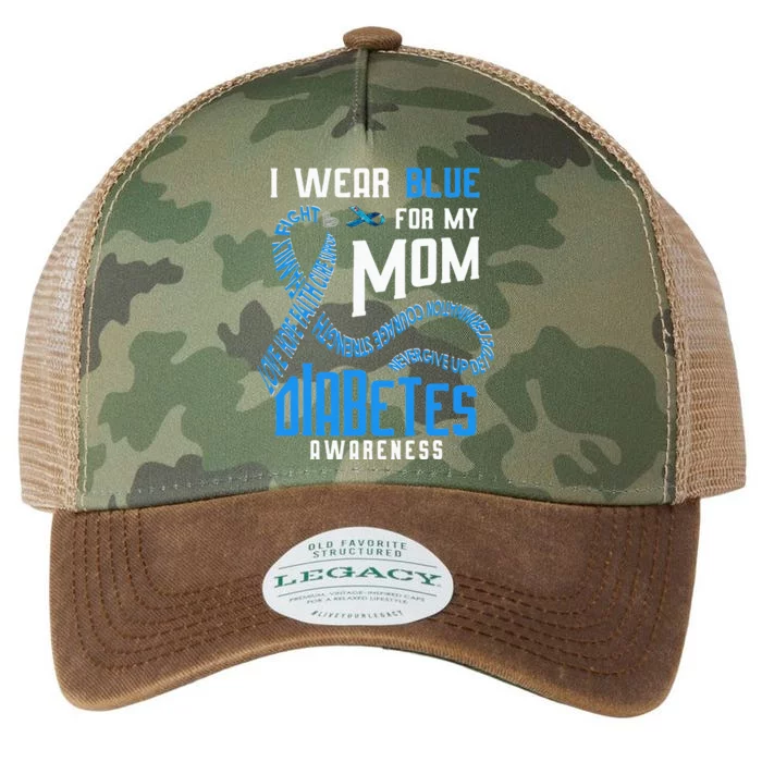 I Wear Blue For My Mom Diabetes Awareness Legacy Tie Dye Trucker Hat