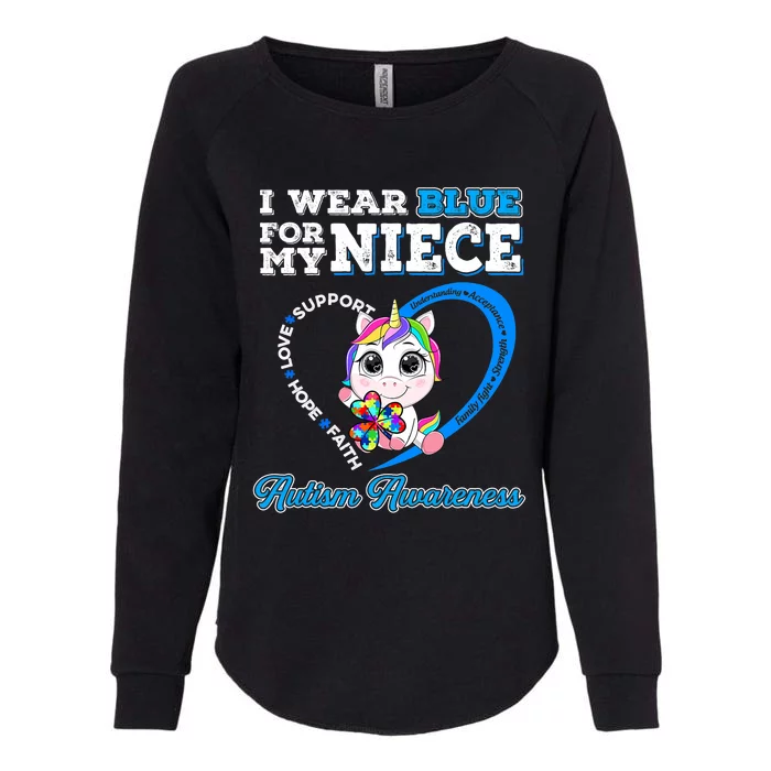 I Wear Blue For My Niece Unicorn Autism Awareness Month Womens California Wash Sweatshirt