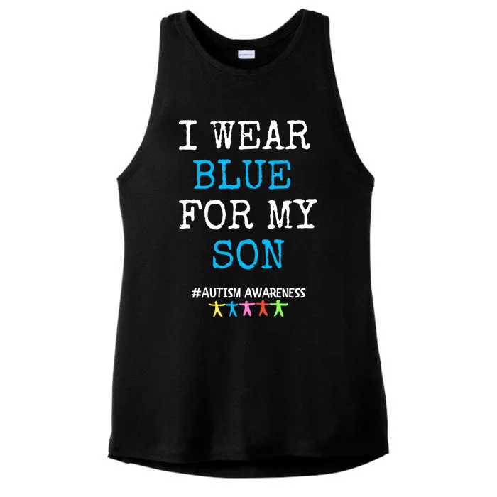 I Wear Blue For My Son Autism Awareness Month Gift Ladies Tri-Blend Wicking Tank