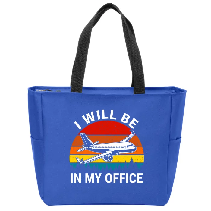 I Will Be In My Office Airliner Pilot Retro Jet Airplane Gift Zip Tote Bag