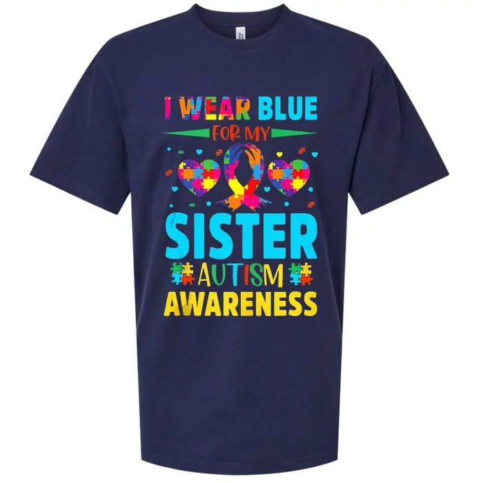 I Wear Blue For My Sister Autism Awareness Sueded Cloud Jersey T-Shirt