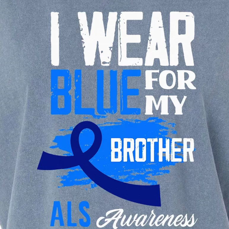 I Wear Blue For My Brother Support ALS Awareness Garment-Dyed Women's Muscle Tee