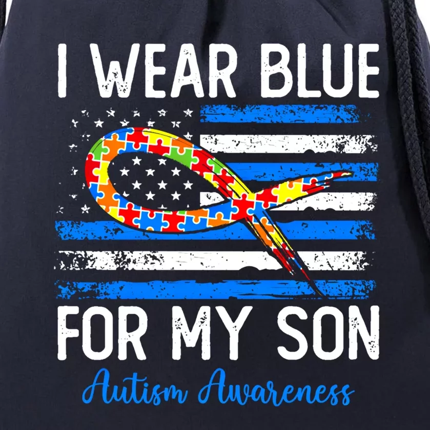 I Wear Blue For My Son Mom Dad Parents Autism Son Gift Drawstring Bag