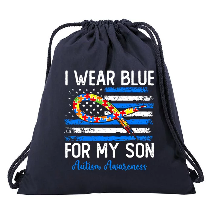 I Wear Blue For My Son Mom Dad Parents Autism Son Gift Drawstring Bag