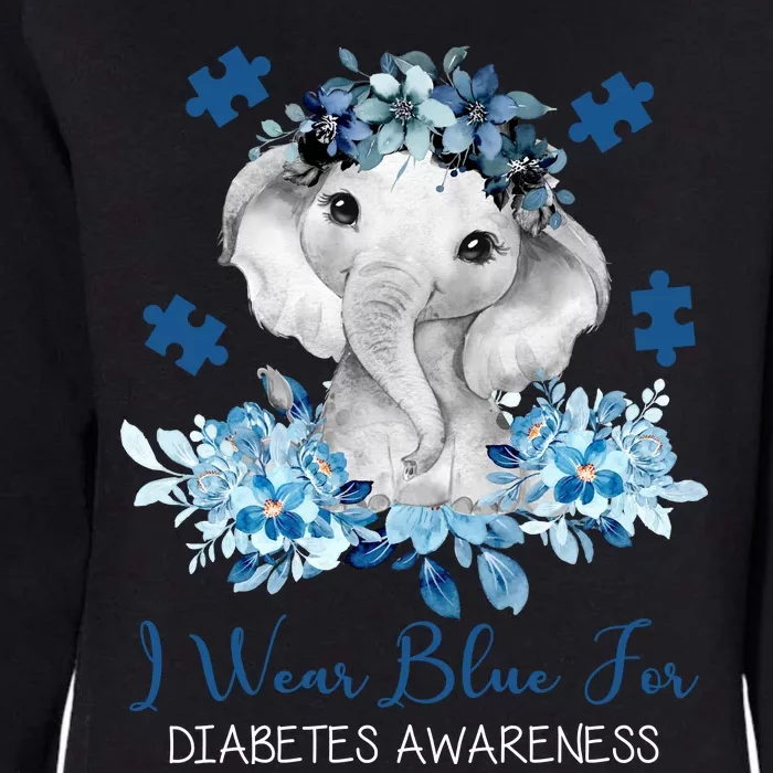 I Wear Blue For Diabetes Awareness Elephant Womens California Wash Sweatshirt