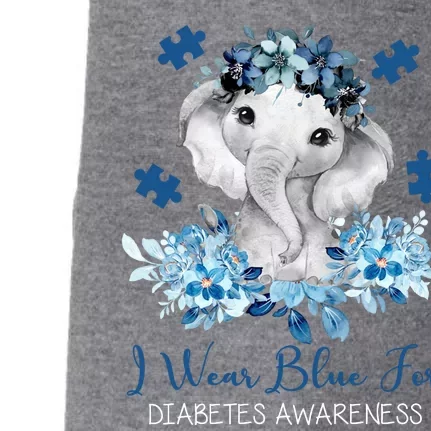 I Wear Blue For Diabetes Awareness Elephant Doggie 3-End Fleece Hoodie