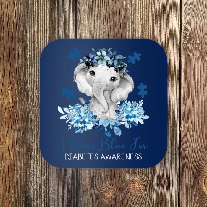 I Wear Blue For Diabetes Awareness Elephant Coaster