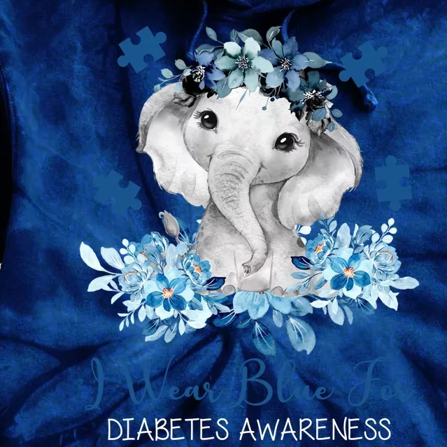 I Wear Blue For Diabetes Awareness Elephant Tie Dye Hoodie