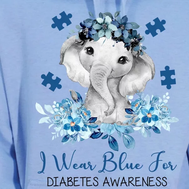 I Wear Blue For Diabetes Awareness Elephant Unisex Surf Hoodie