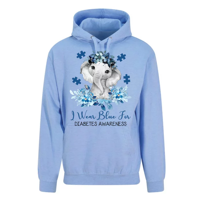 I Wear Blue For Diabetes Awareness Elephant Unisex Surf Hoodie