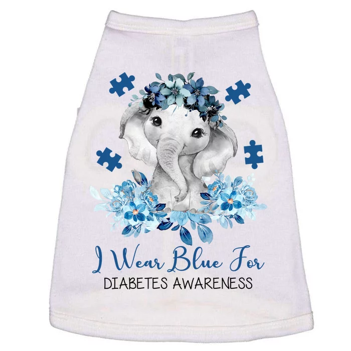 I Wear Blue For Diabetes Awareness Elephant Doggie Tank