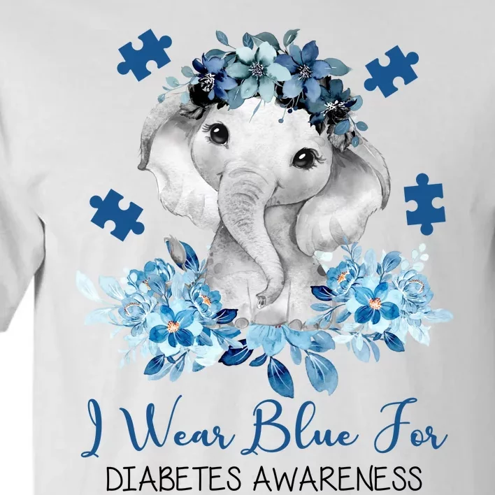 I Wear Blue For Diabetes Awareness Elephant Tall T-Shirt