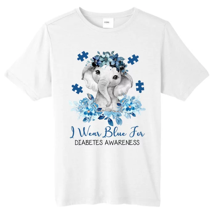 I Wear Blue For Diabetes Awareness Elephant ChromaSoft Performance T-Shirt