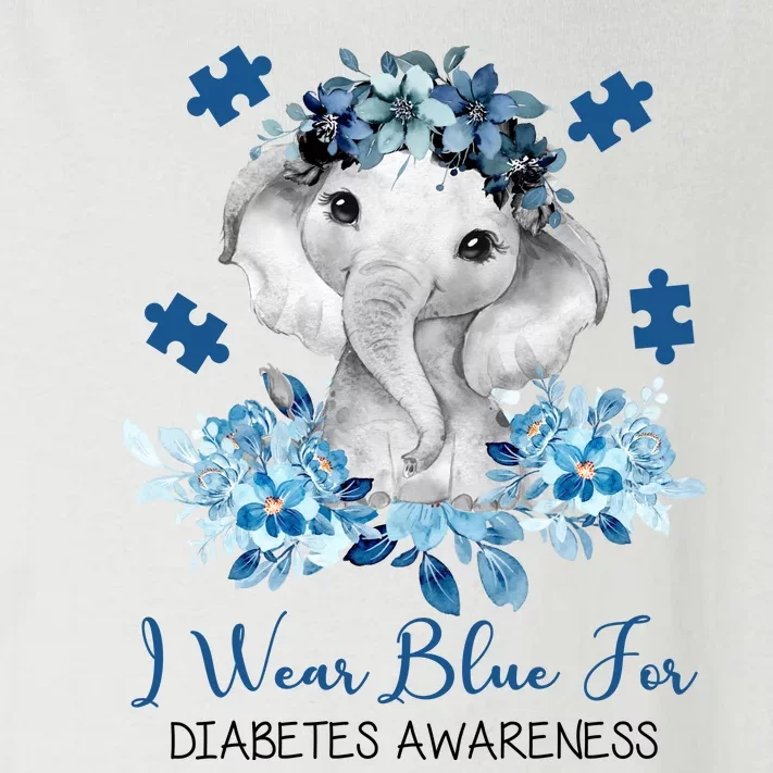 I Wear Blue For Diabetes Awareness Elephant Toddler Long Sleeve Shirt