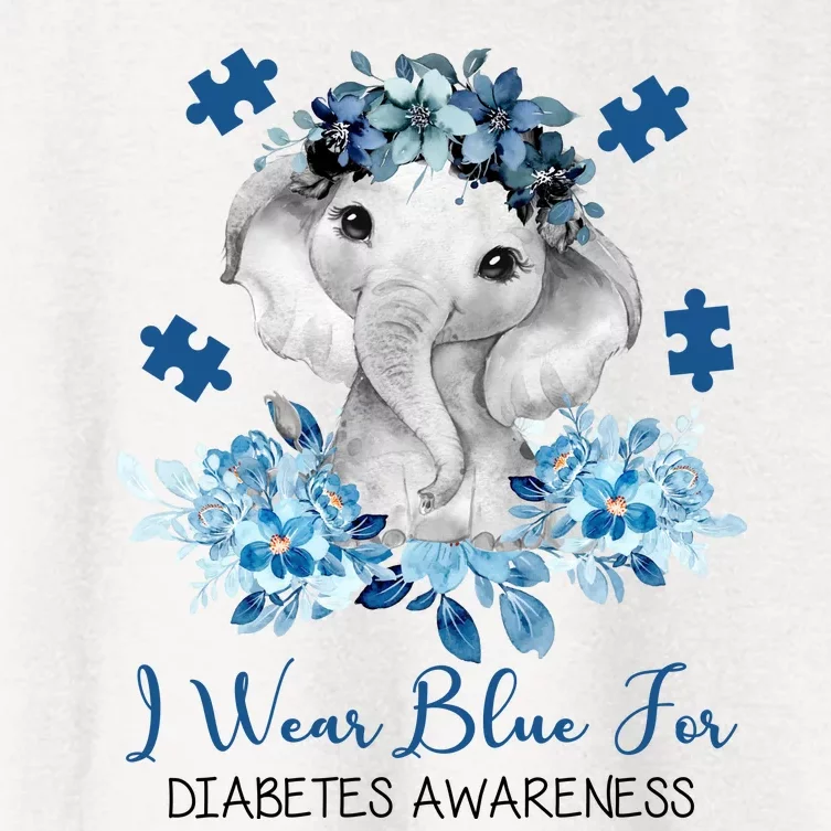 I Wear Blue For Diabetes Awareness Elephant Women's Crop Top Tee