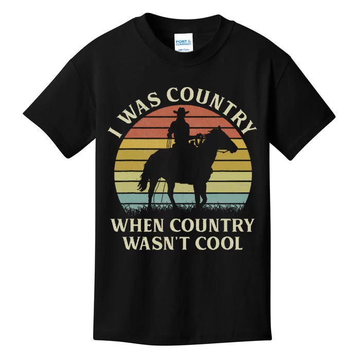 I Was Country When Country WasnT Cool Cow Horseback Kids T-Shirt