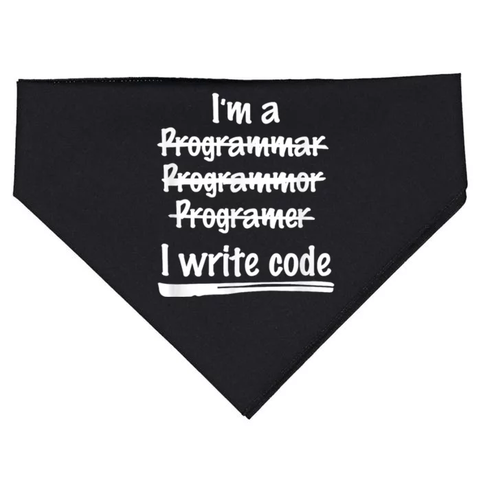 I Write Code Funny Programmer USA-Made Doggie Bandana