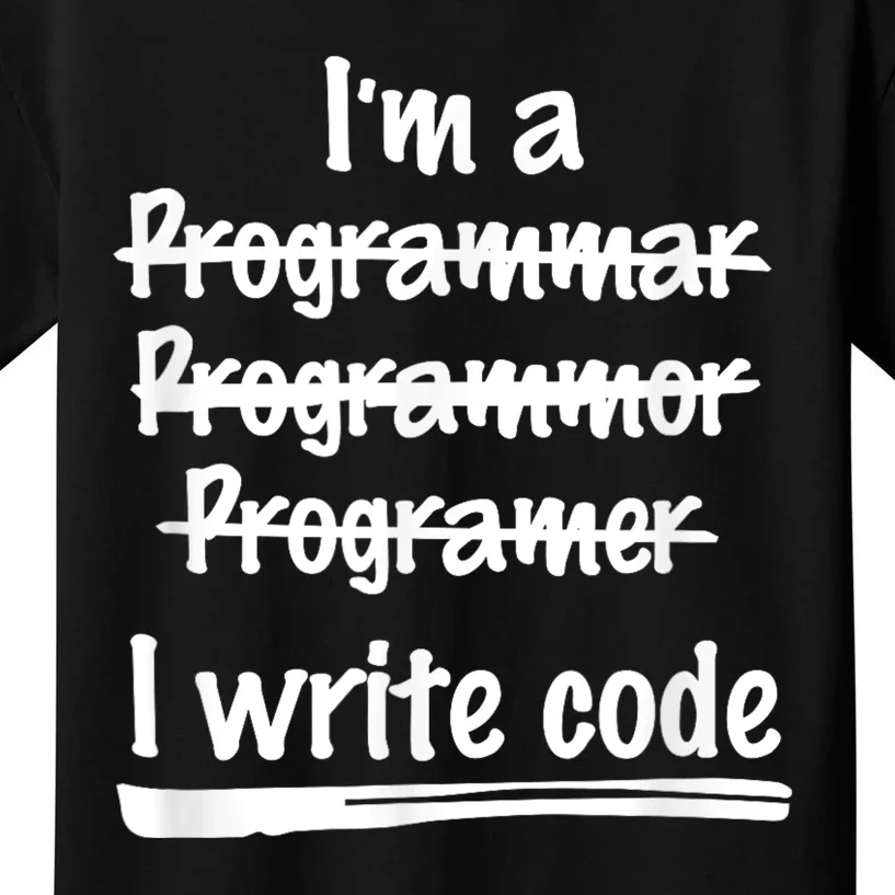 I Write Code Funny Programmer Kids T-Shirt