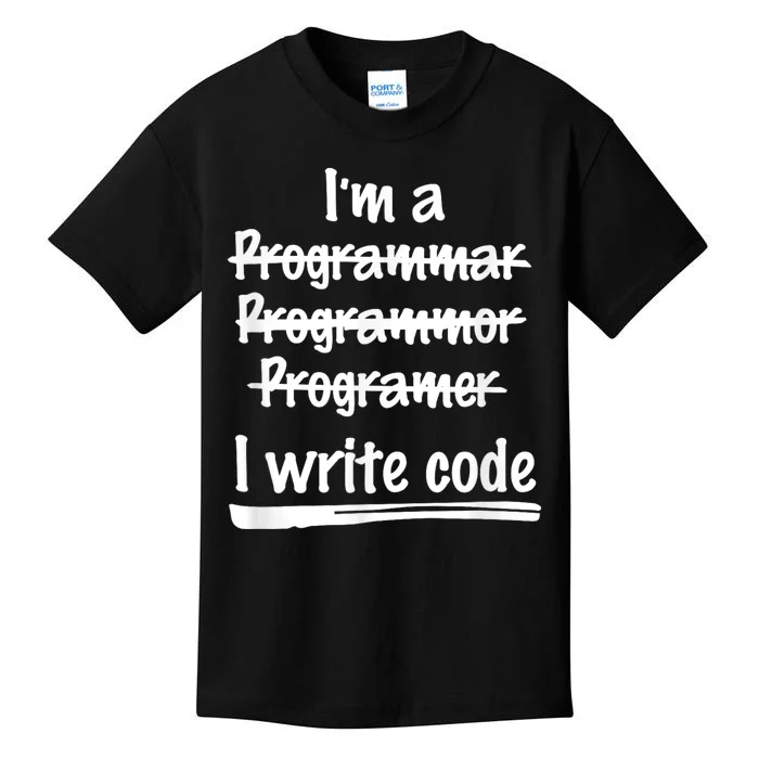 I Write Code Funny Programmer Kids T-Shirt