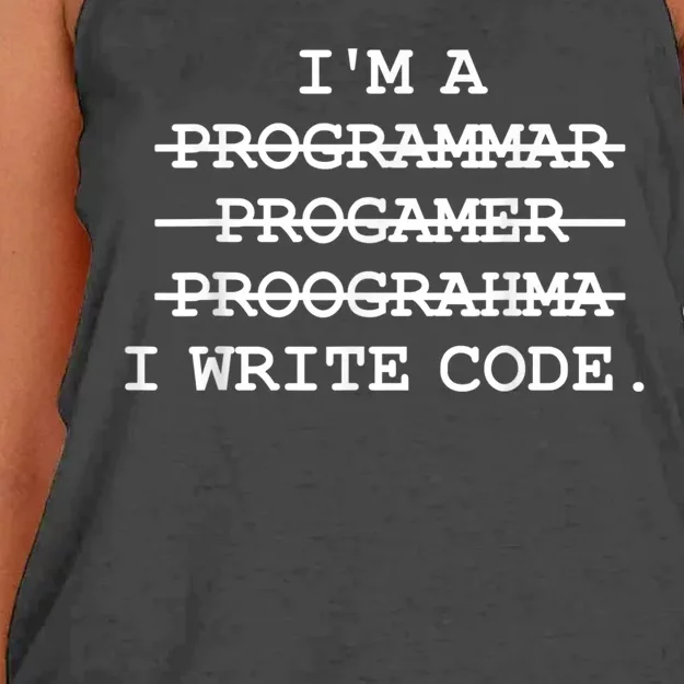 I Write Code Funny Programmer Women's Knotted Racerback Tank