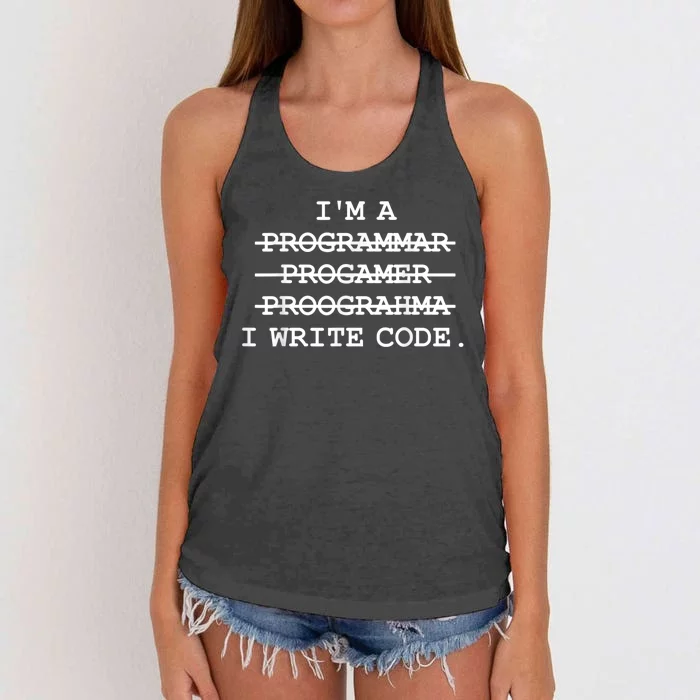 I Write Code Funny Programmer Women's Knotted Racerback Tank