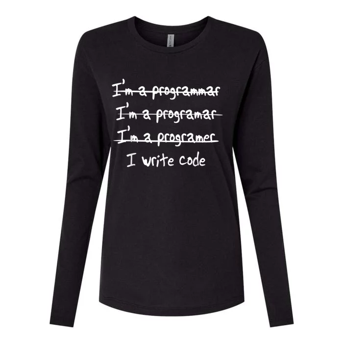 I Write Code Womens Cotton Relaxed Long Sleeve T-Shirt